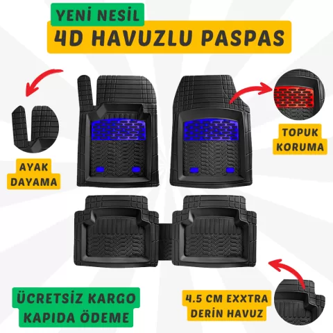 Audi A6 1997-2004 4D Havuzlu Paspas Mavi