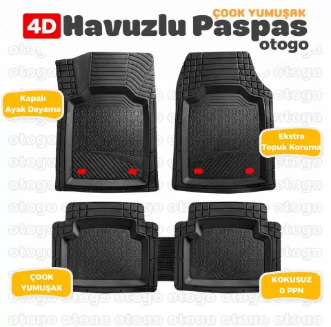 Audi Q2 2016 Sonrası 4D Havuzlu Paspas Siyah