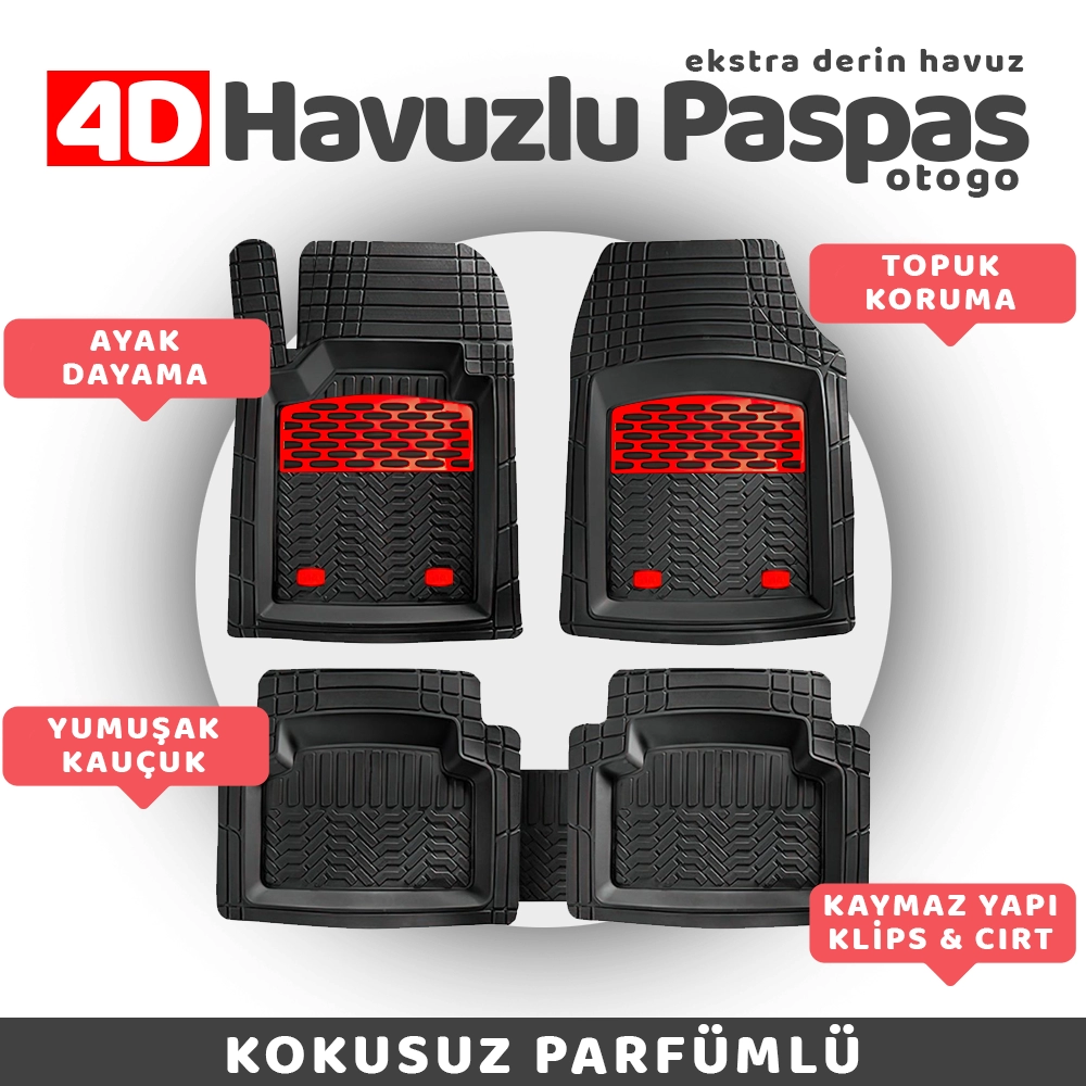 Audi A6 2004 Havuzlu Paspas Kırmızı