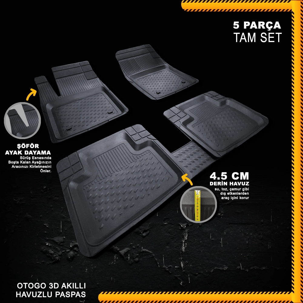 Seat Alhambra 2015 Havuzlu Paspas Siyah Universal Kesilebilir